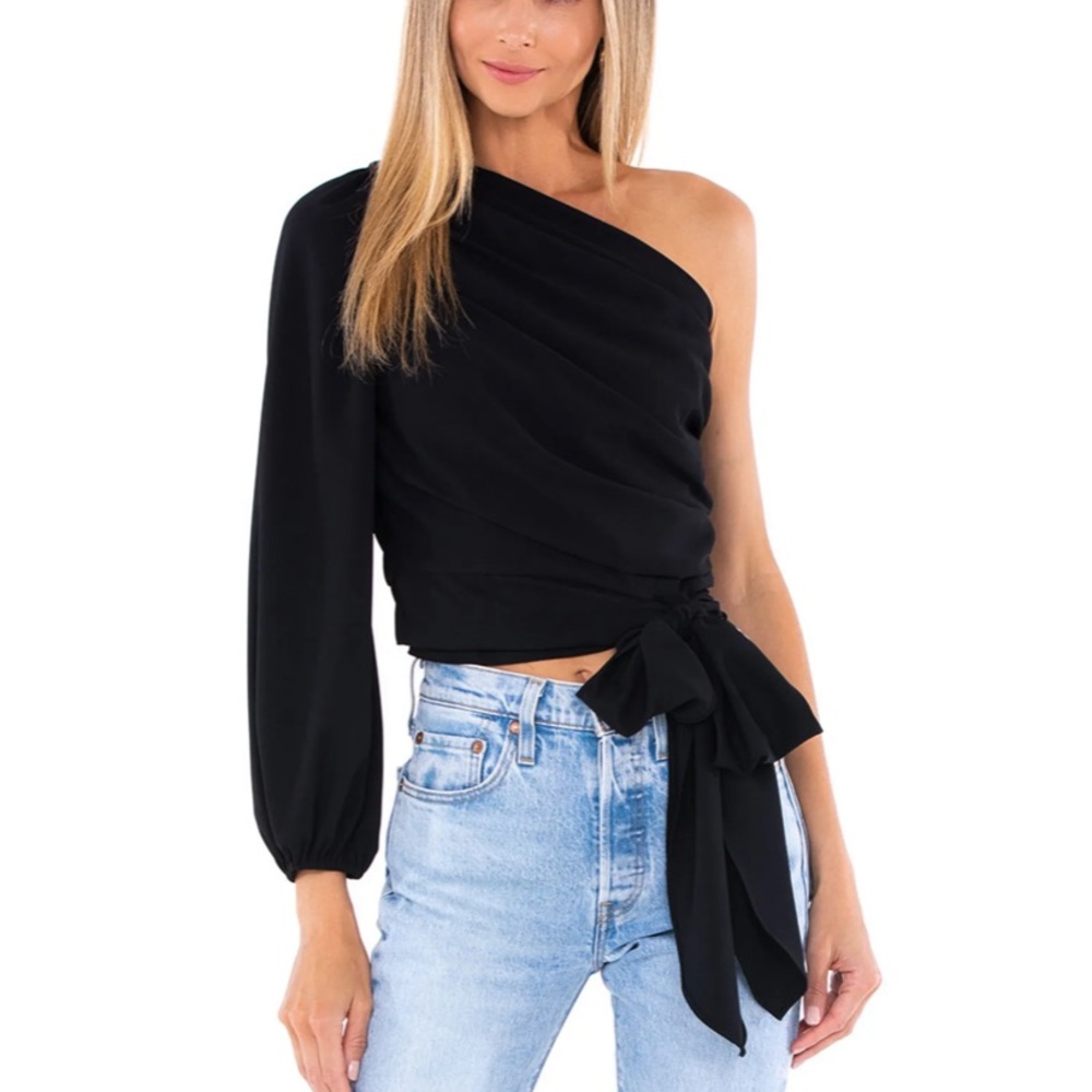 Amanda Uprichard Black One Shoulder Top